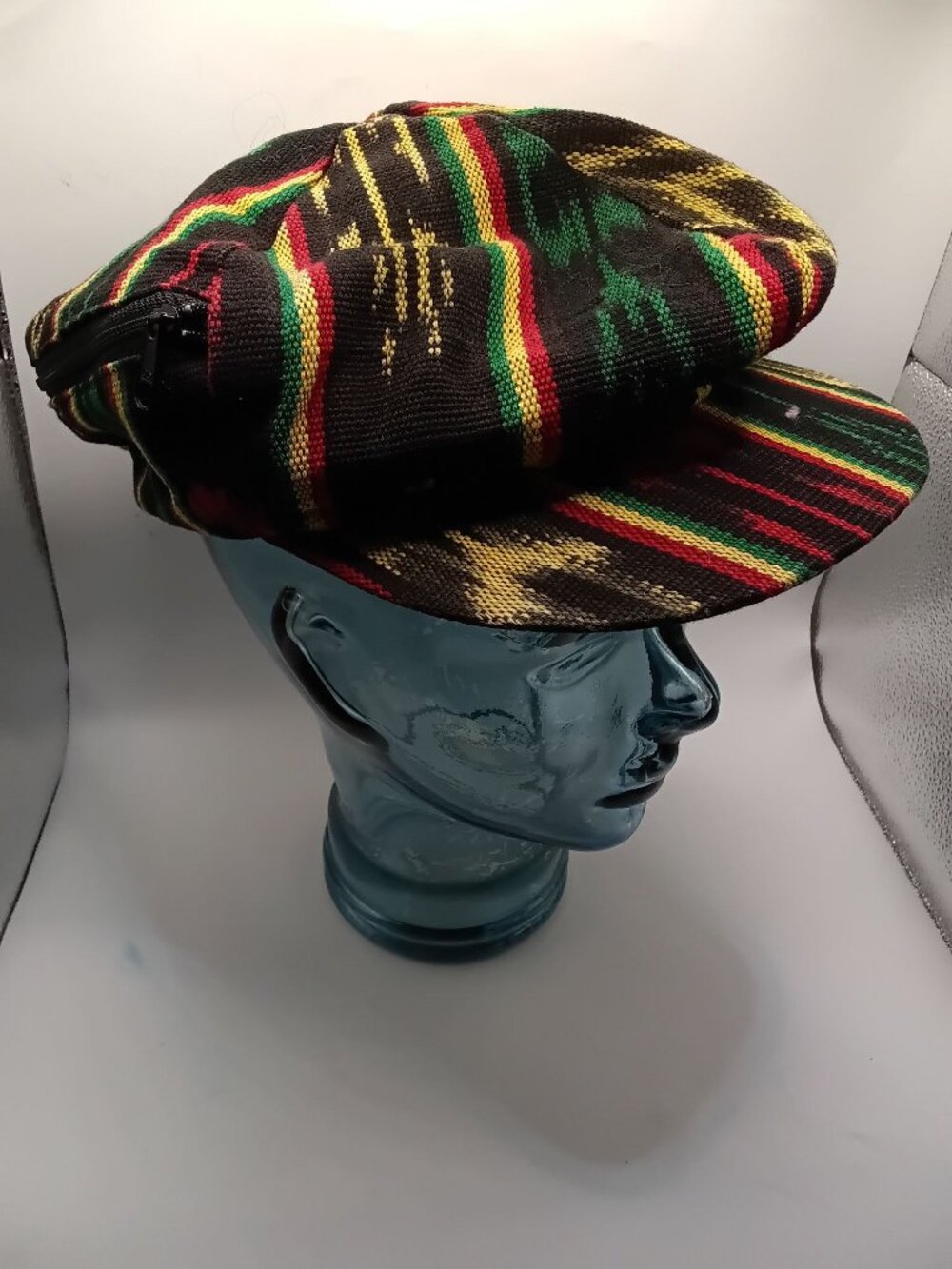Rasta Gatsby Newsboy Style Hat Zipper Stash Pocket by Todo Collection Guatemala